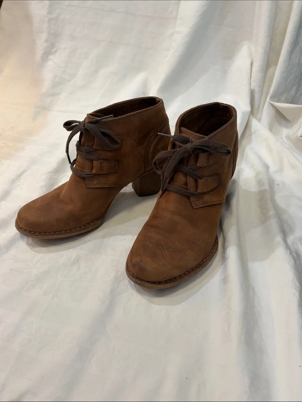 Clarks Brown Suede Lace-Up Ankle Booties